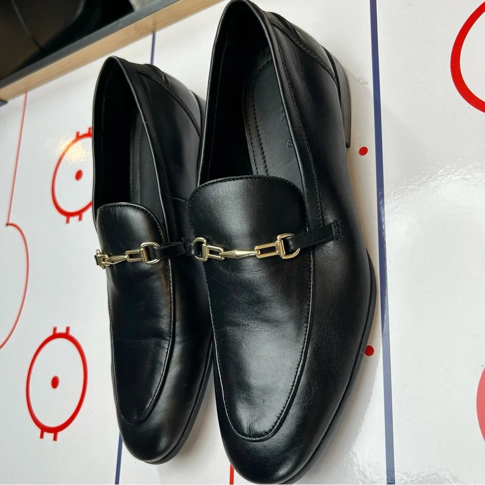 ZARA‎ Horse Bit Loafers Men’s Dress Casual Shoes + Gold Chain Color Black Size 7
